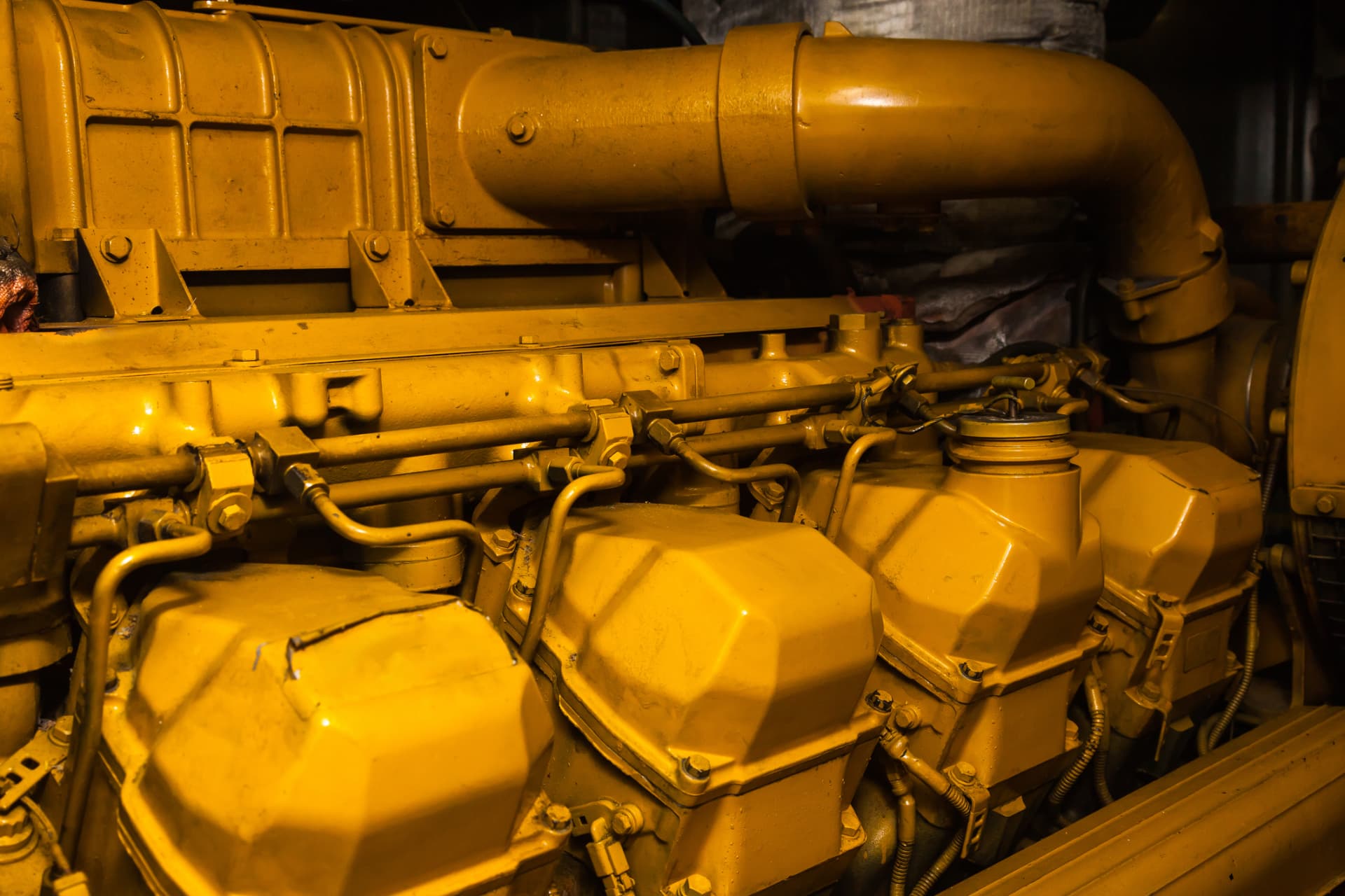 Large diesel engine kept running clean through professional fuel maintenance